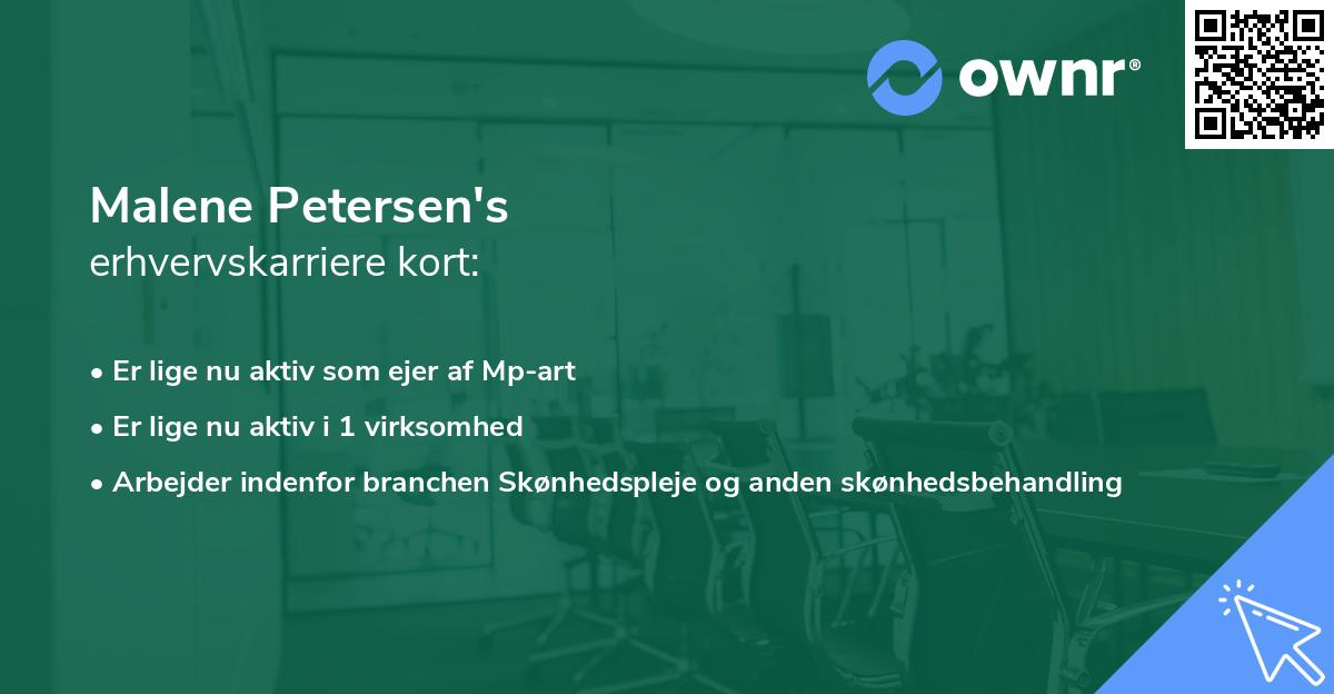 Malene Petersen's erhvervskarriere kort