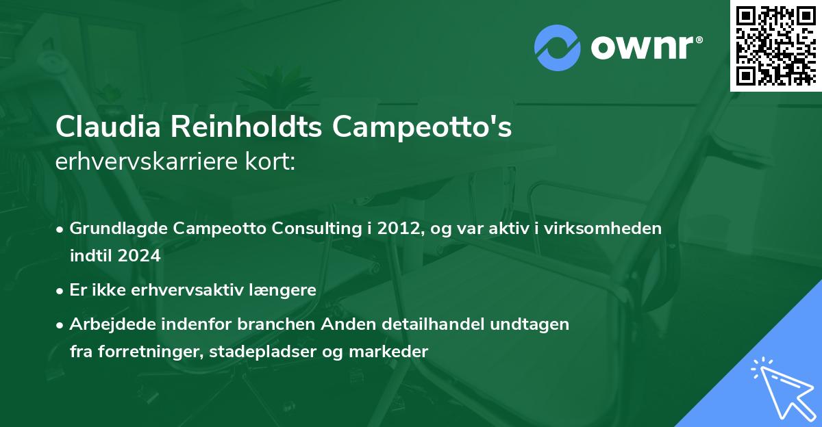 Claudia Reinholdts Campeotto's erhvervskarriere kort