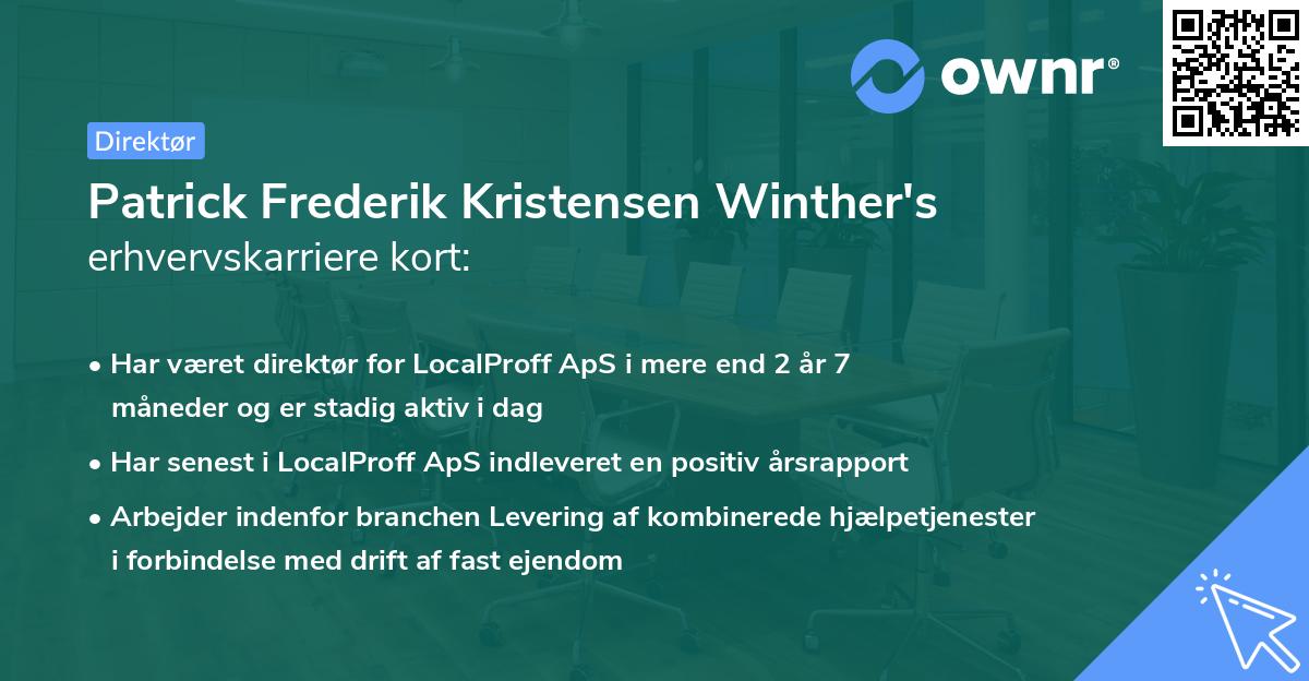 Patrick Frederik Kristensen Winther's erhvervskarriere kort