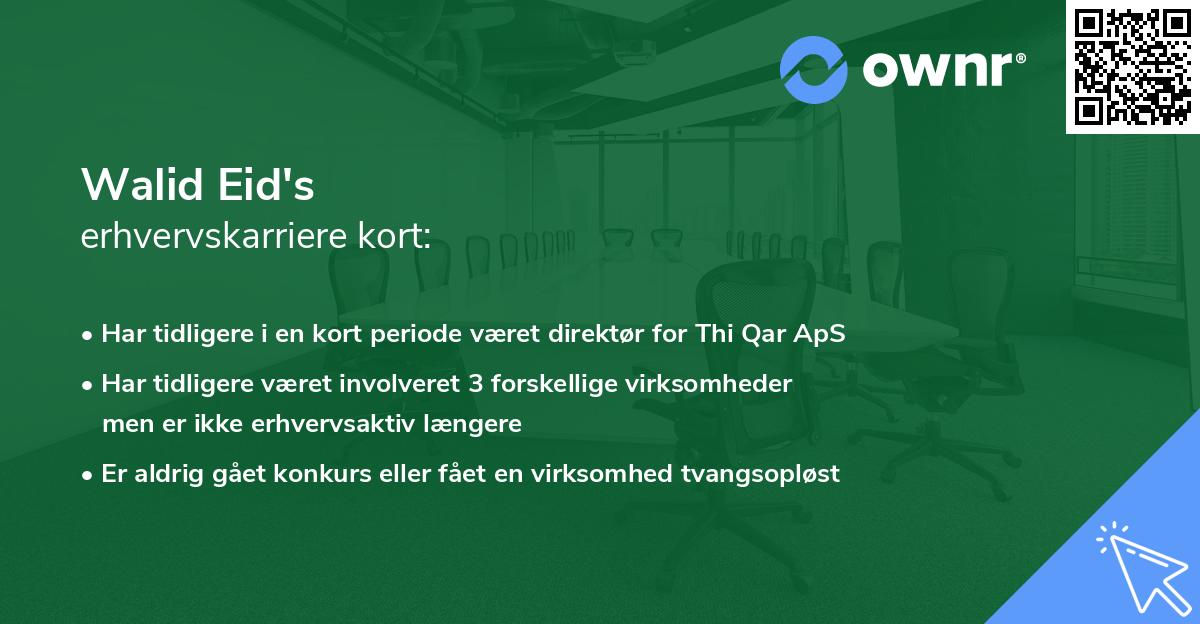 Walid Eid's erhvervskarriere kort