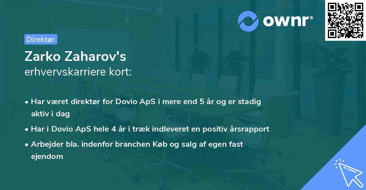 Zarko Zaharov's erhvervskarriere kort