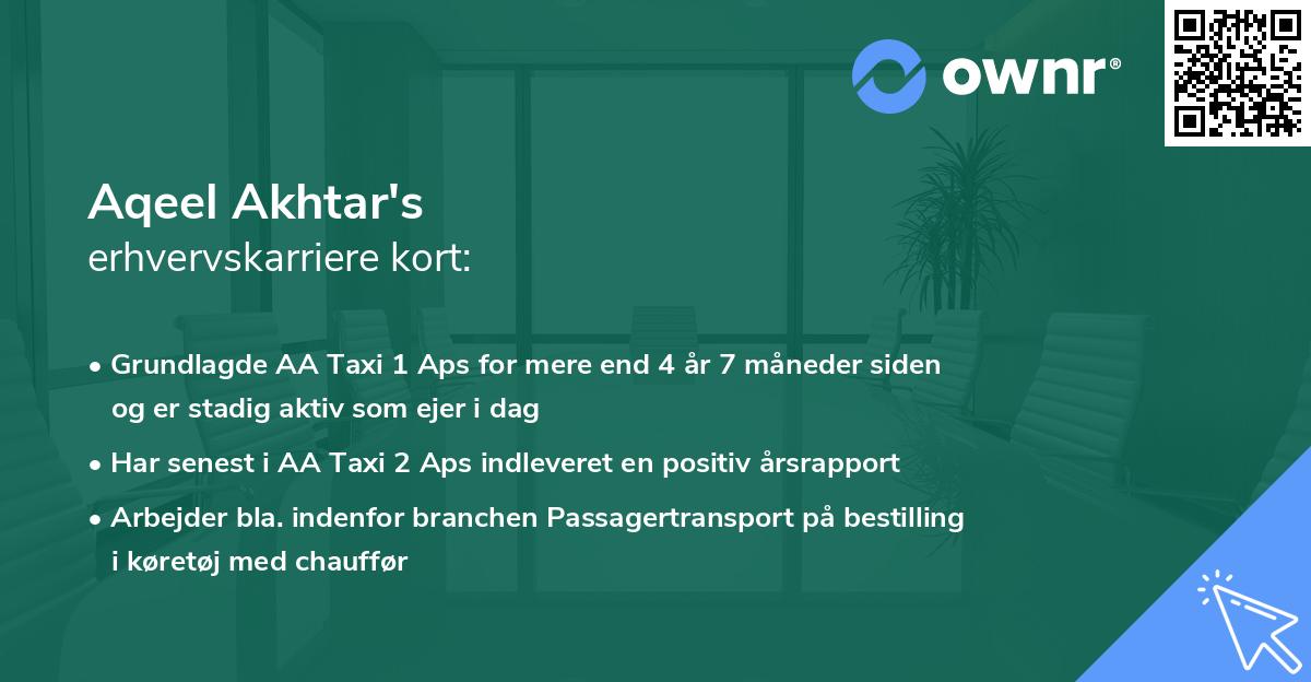 Aqeel Akhtar's erhvervskarriere kort