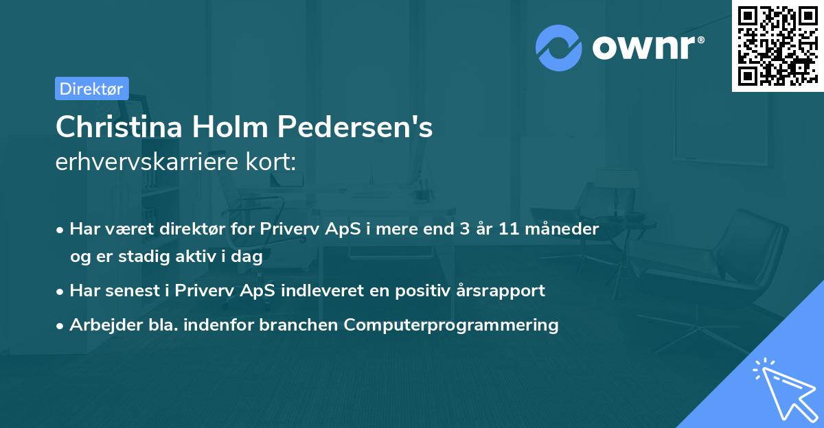 Christina Holm Pedersen's erhvervskarriere kort
