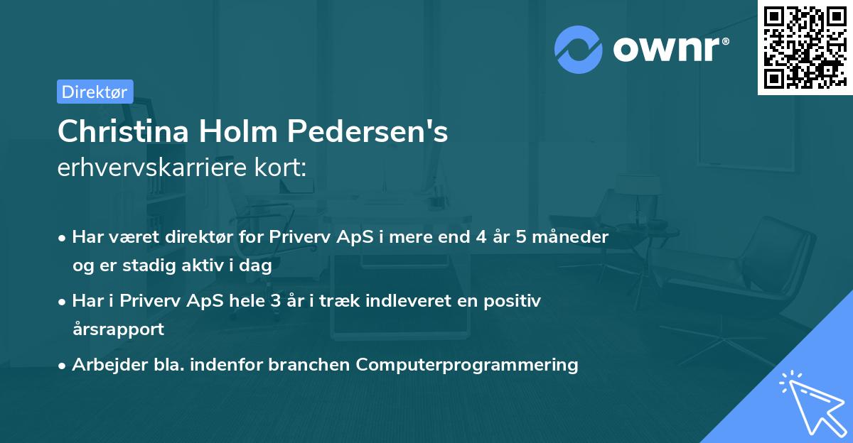 Christina Holm Pedersen's erhvervskarriere kort