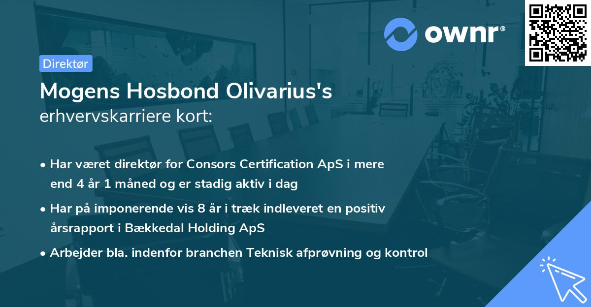 Mogens Hosbond Olivarius's erhvervskarriere kort