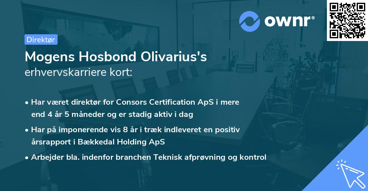 Mogens Hosbond Olivarius's erhvervskarriere kort