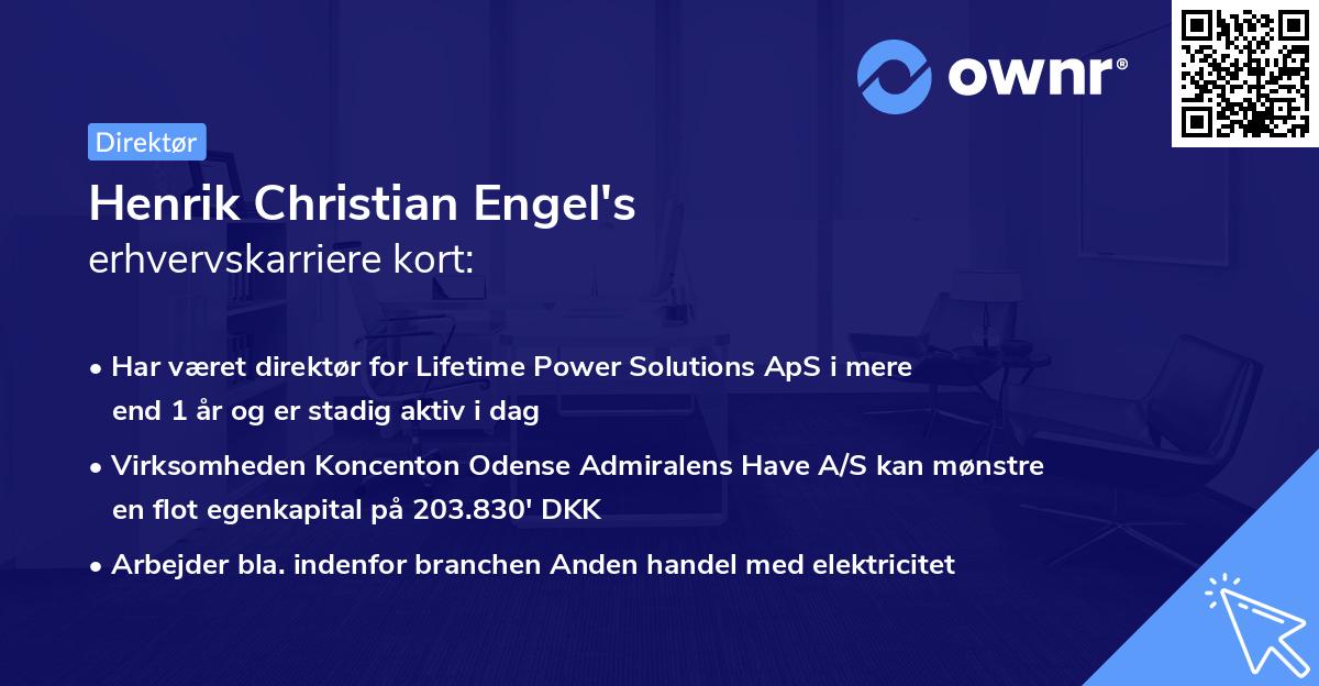 Henrik Christian Engel's erhvervskarriere kort