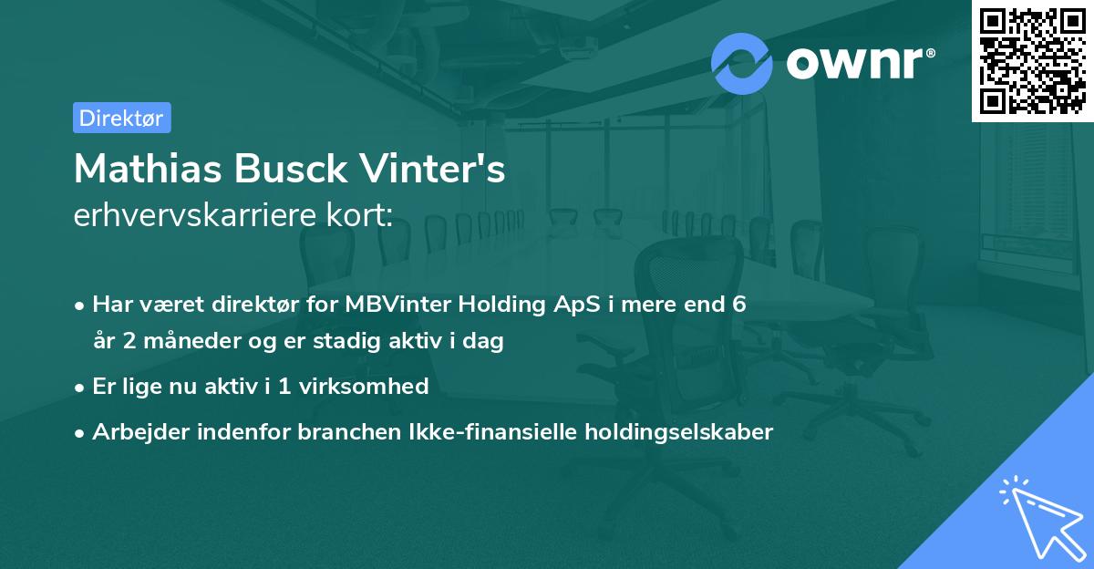 Mathias Busck Vinter's erhvervskarriere kort