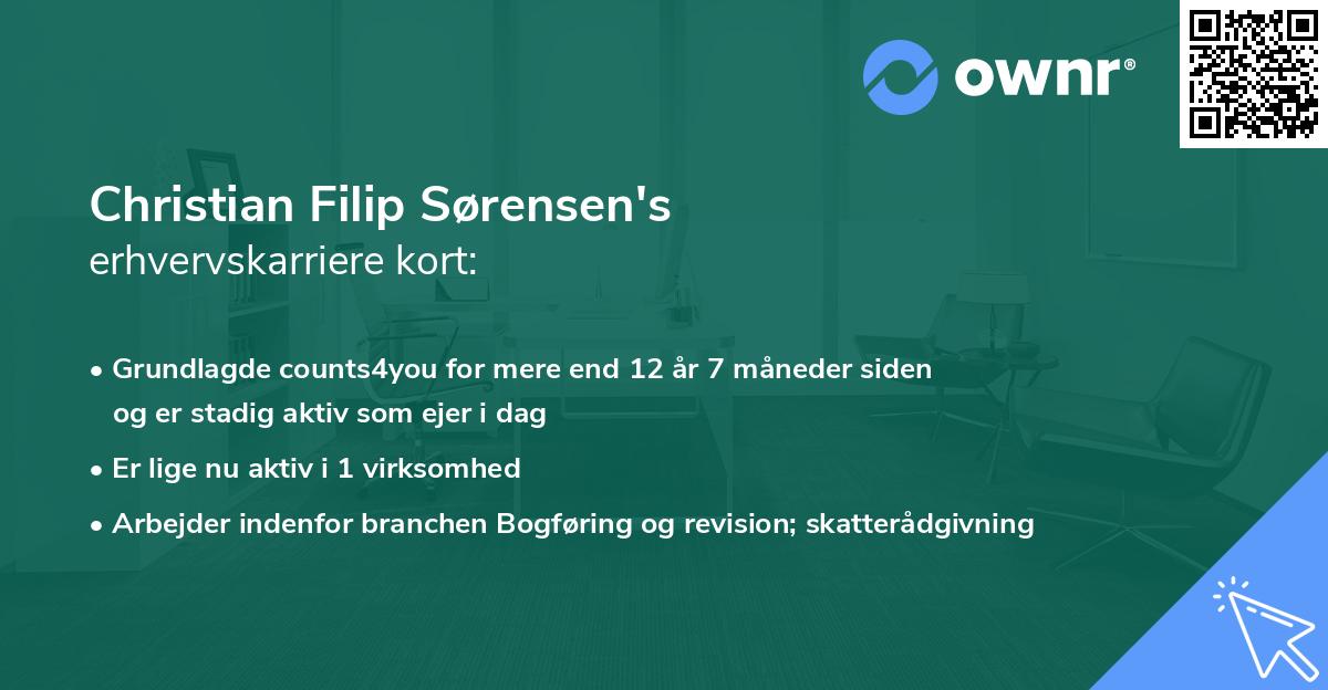 Christian Filip Sørensen's erhvervskarriere kort