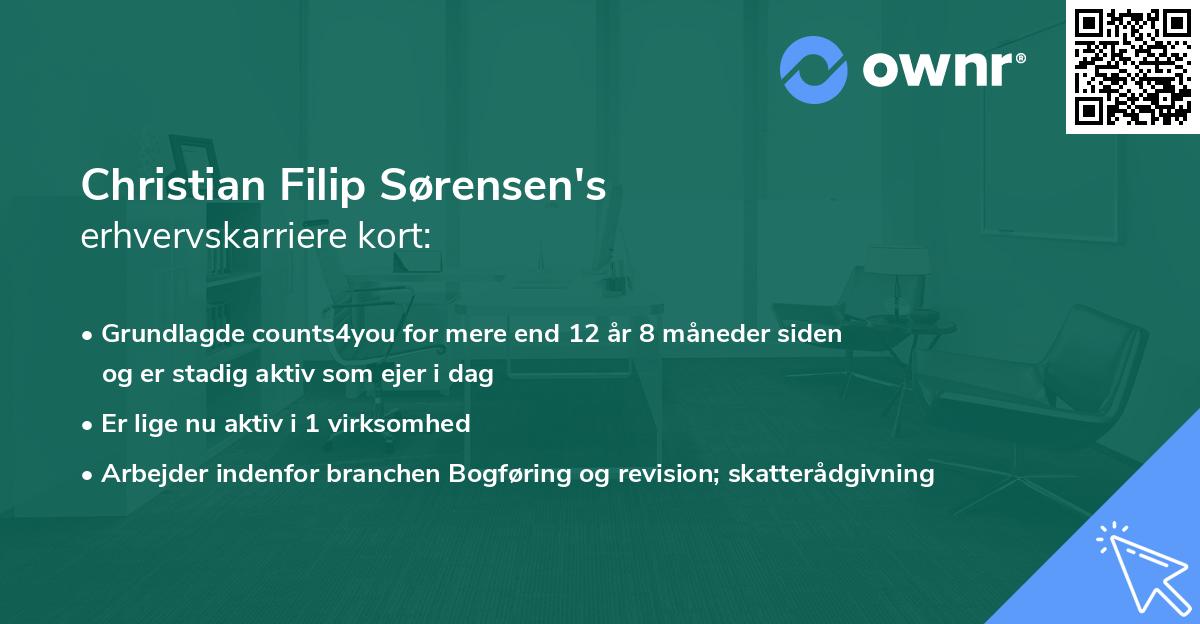 Christian Filip Sørensen's erhvervskarriere kort