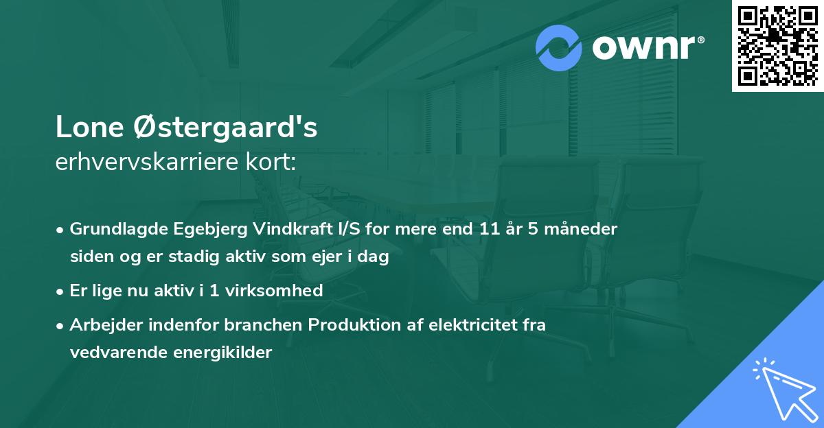 Lone Østergaard's erhvervskarriere kort