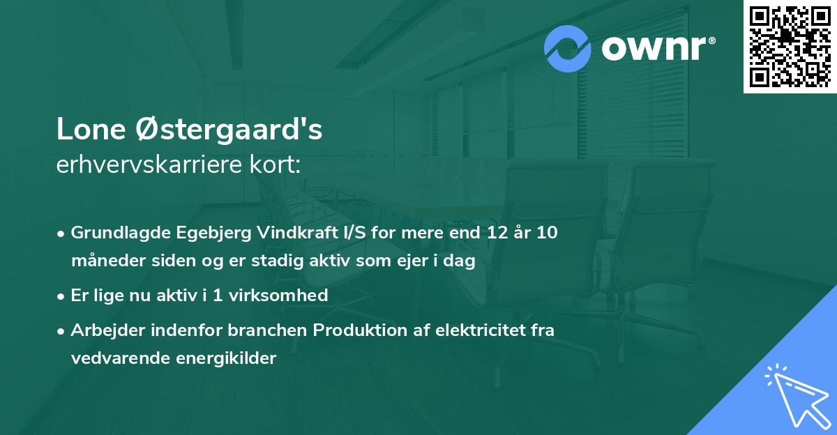 Lone Østergaard's erhvervskarriere kort