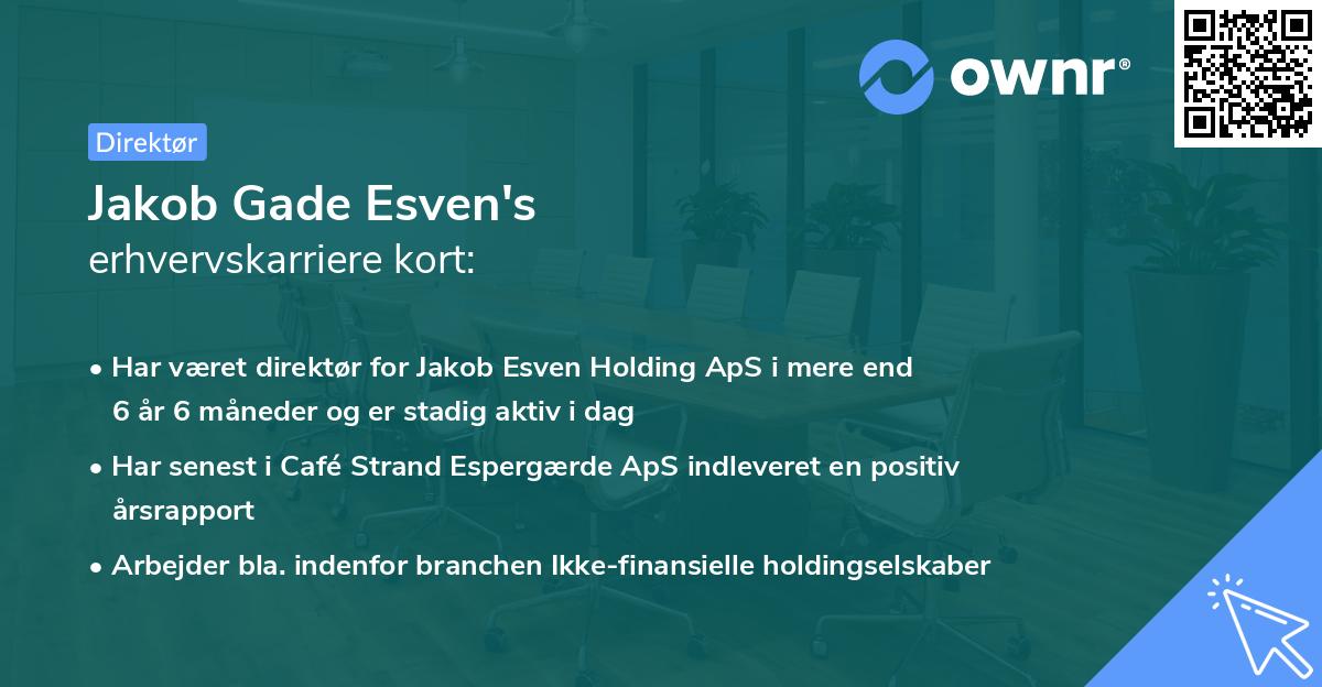 Jakob Gade Esven's erhvervskarriere kort