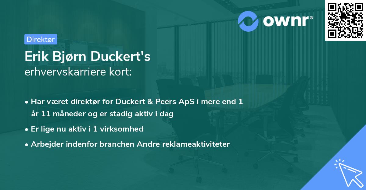 Erik Bjørn Duckert's erhvervskarriere kort