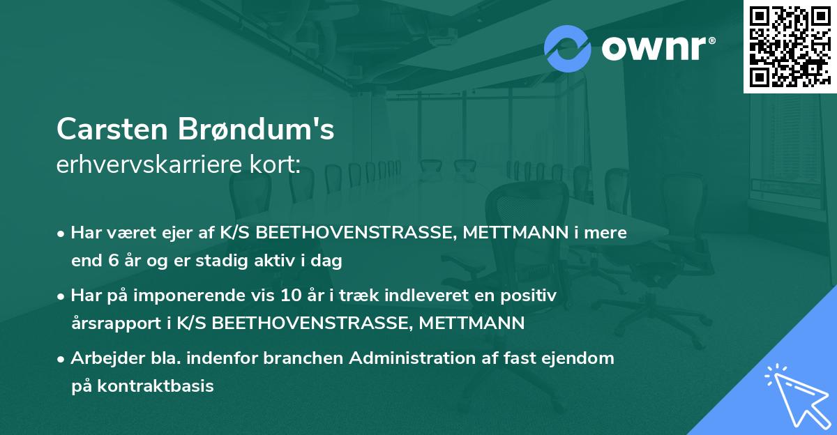 Carsten Brøndum's erhvervskarriere kort