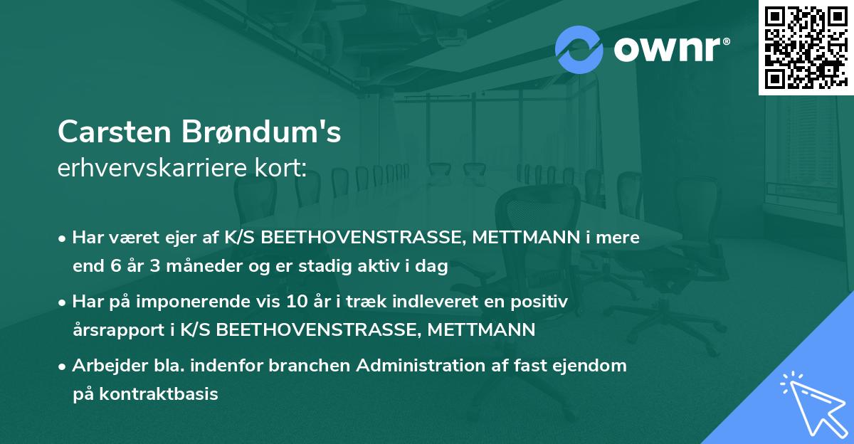 Carsten Brøndum's erhvervskarriere kort