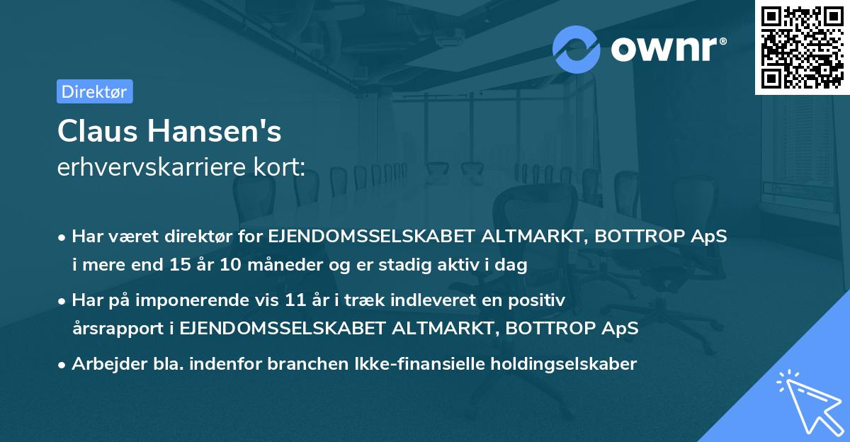 Claus Hansen's erhvervskarriere kort