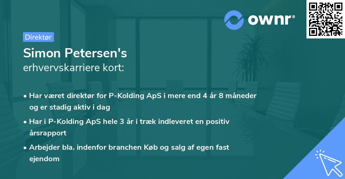 Simon Petersen's erhvervskarriere kort