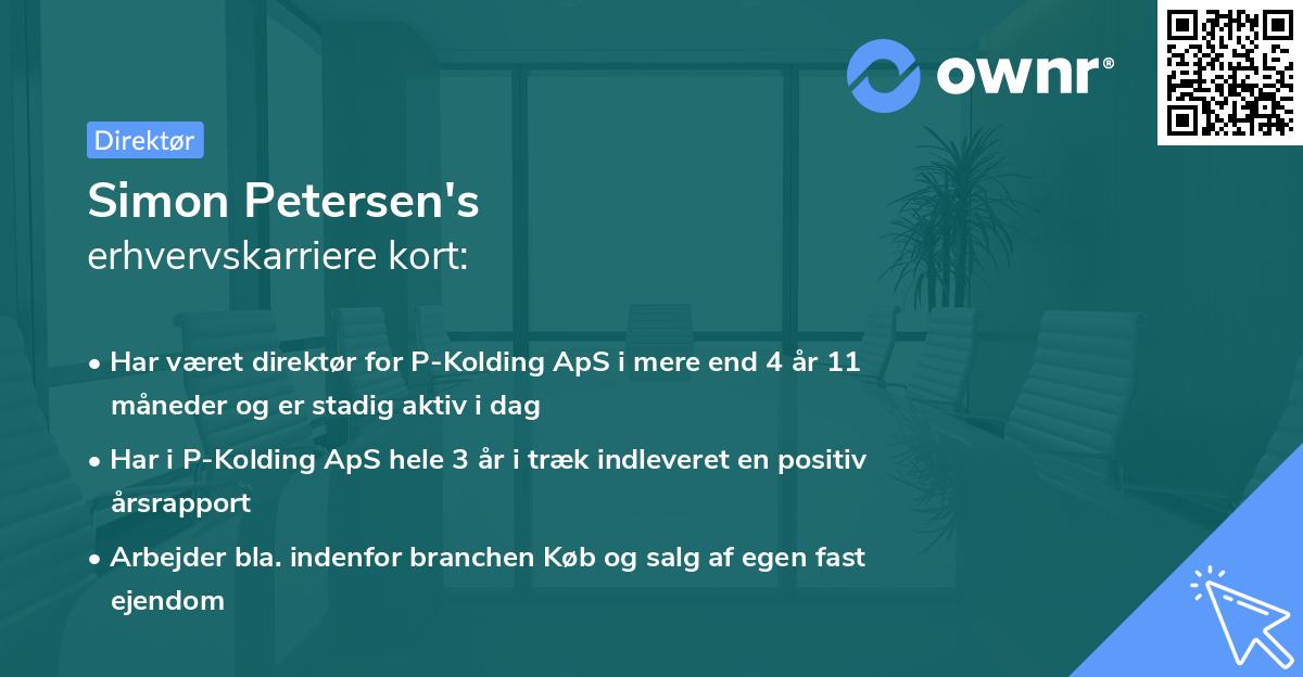 Simon Petersen's erhvervskarriere kort
