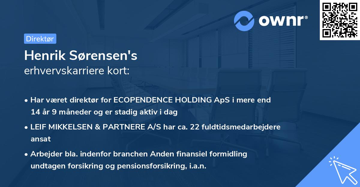 Henrik Sørensen's erhvervskarriere kort