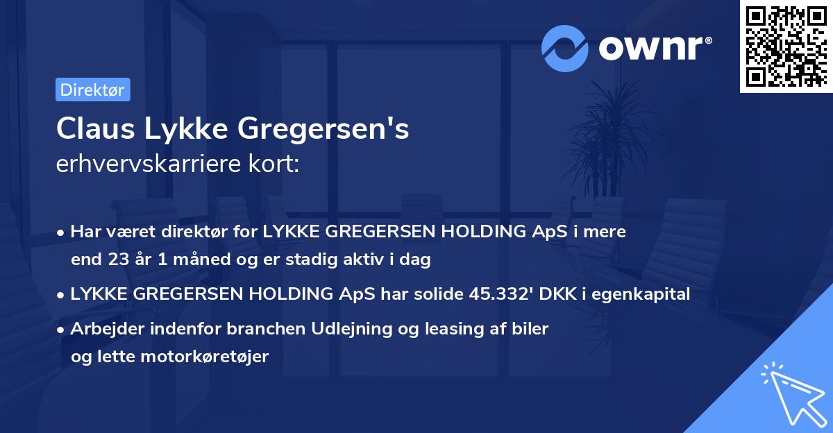 Claus Lykke Gregersen's erhvervskarriere kort