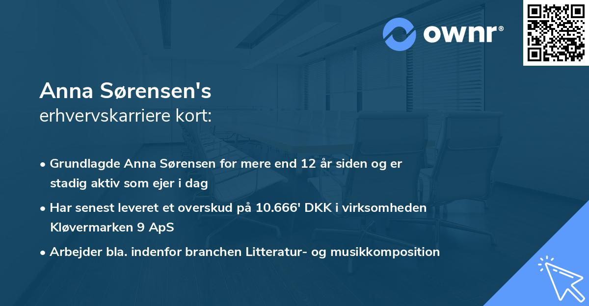 Anna Sørensen's erhvervskarriere kort