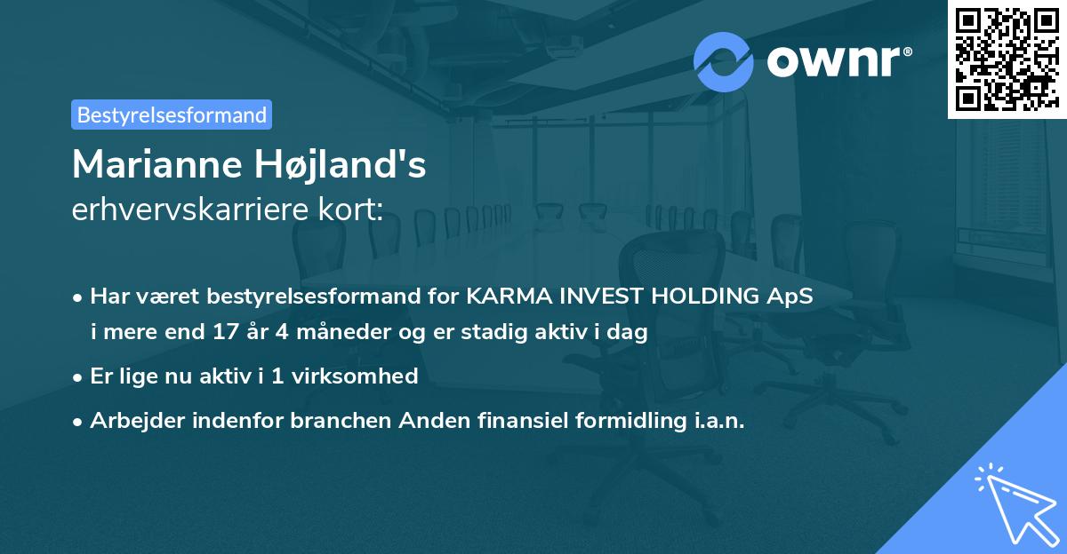 Marianne Højland's erhvervskarriere kort
