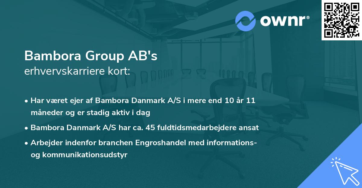Bambora Group AB's erhvervskarriere kort