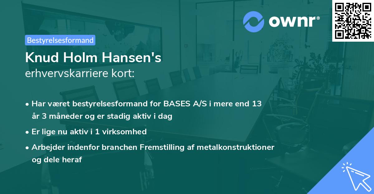 Knud Holm Hansen's erhvervskarriere kort