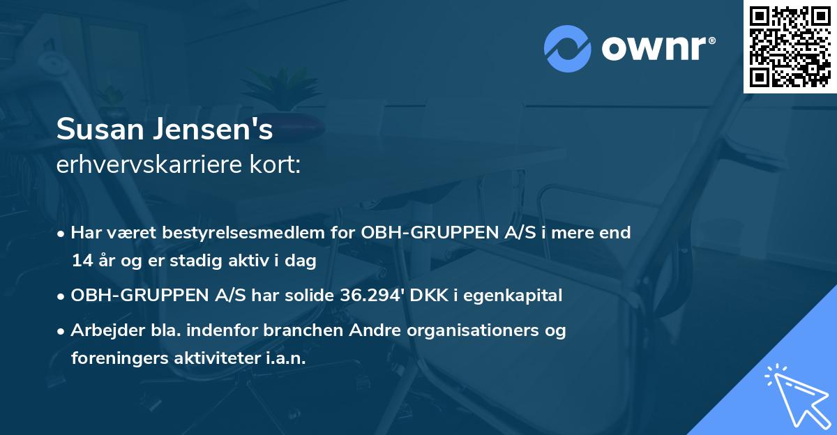 Susan Jensen's erhvervskarriere kort