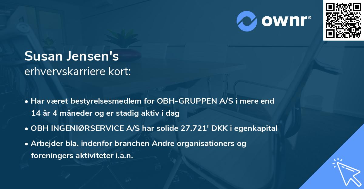 Susan Jensen's erhvervskarriere kort