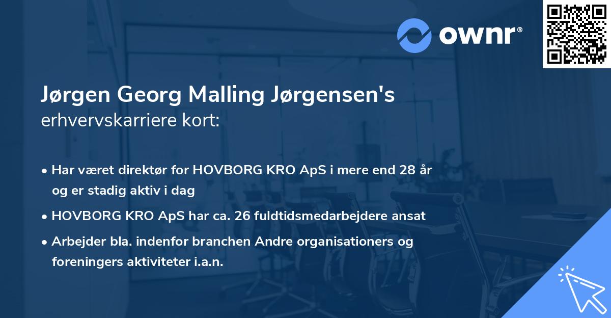Jørgen Georg Malling Jørgensen's erhvervskarriere kort