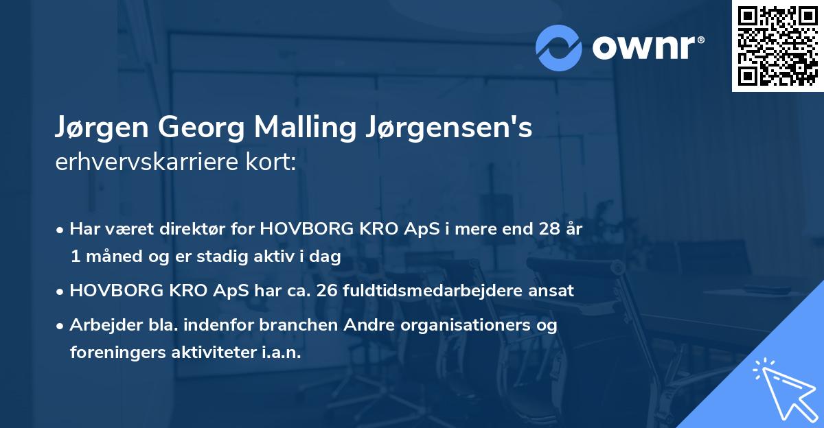 Jørgen Georg Malling Jørgensen's erhvervskarriere kort