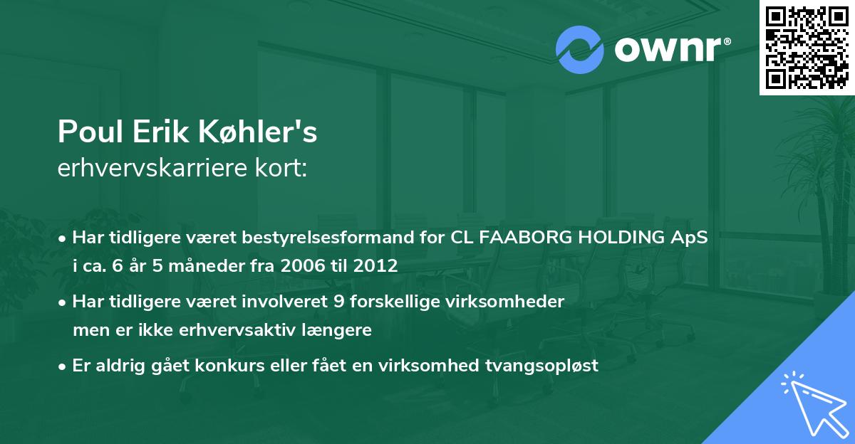 Poul Erik Køhler's erhvervskarriere kort