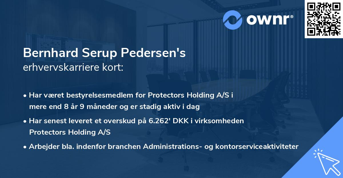 Bernhard Serup Pedersen's erhvervskarriere kort