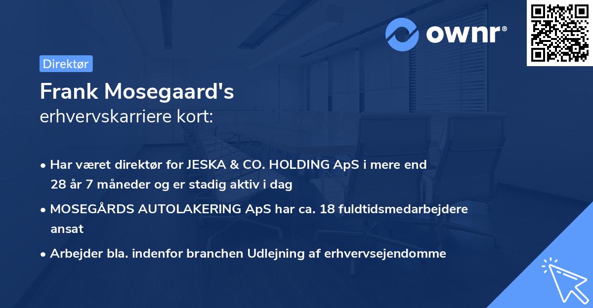 Frank Mosegaard's erhvervskarriere kort