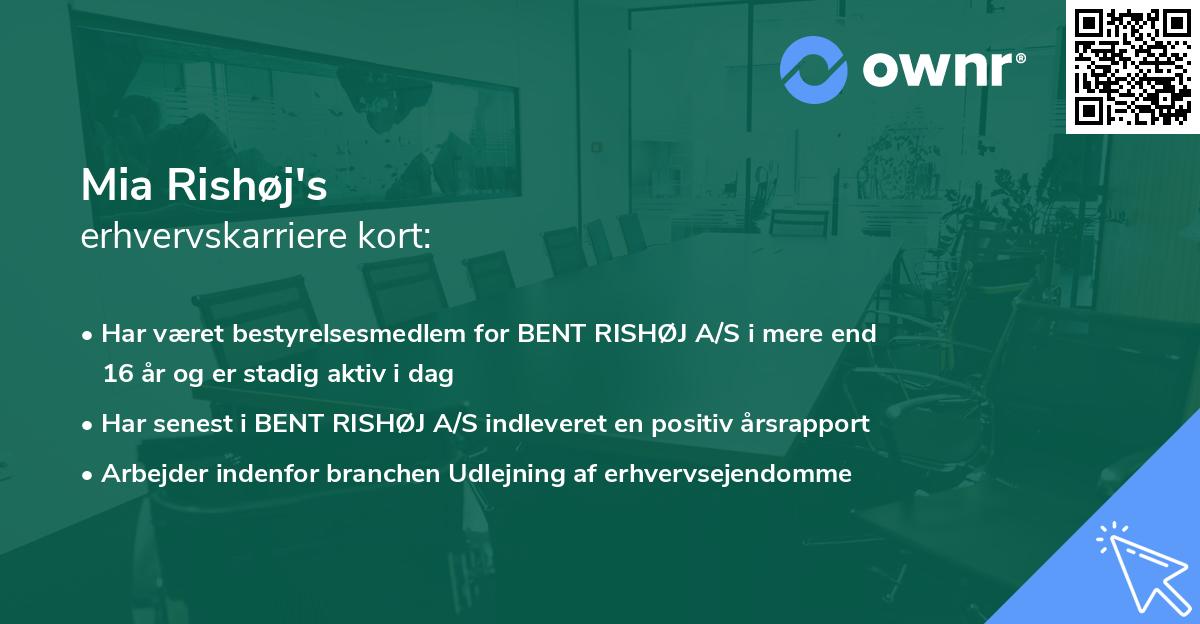 Mia Rishøj's erhvervskarriere kort