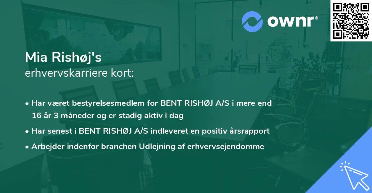 Mia Rishøj's erhvervskarriere kort