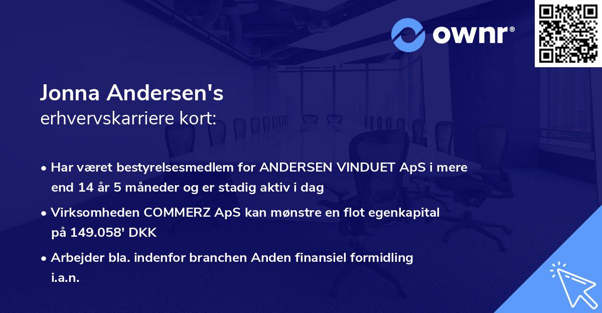 Jonna Andersen's erhvervskarriere kort