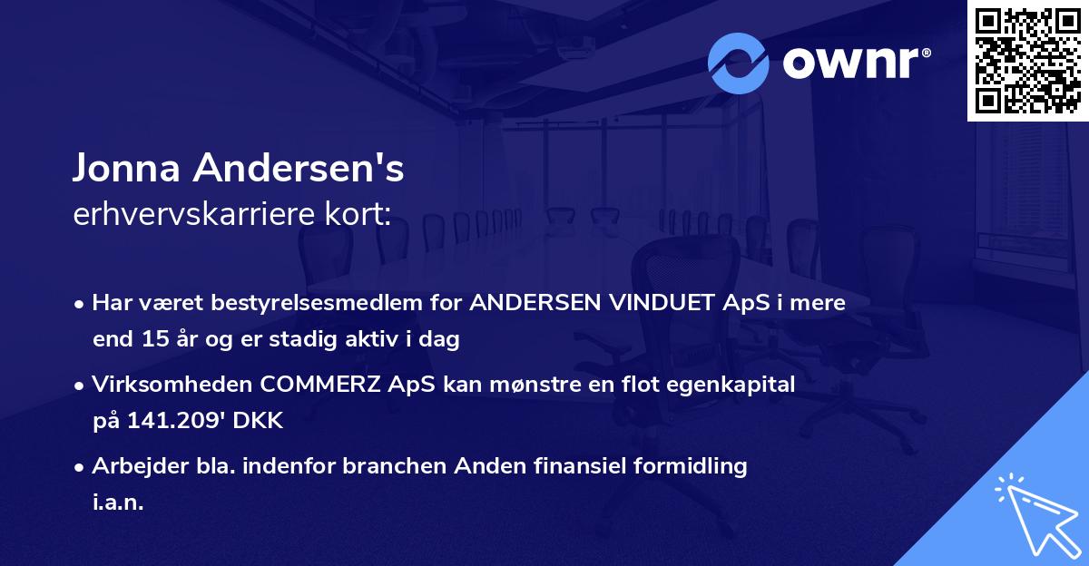 Jonna Andersen's erhvervskarriere kort