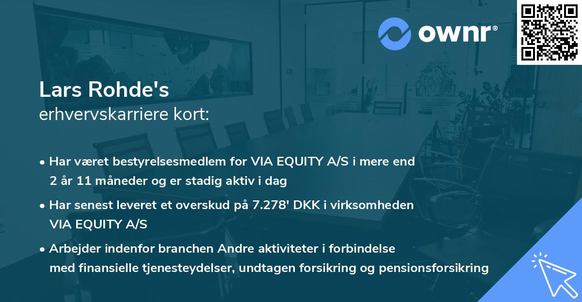 Lars Rohde's erhvervskarriere kort