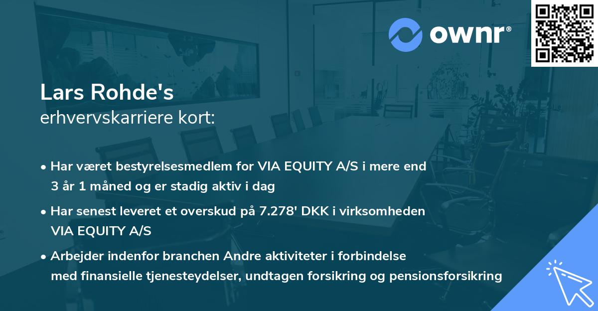 Lars Rohde's erhvervskarriere kort