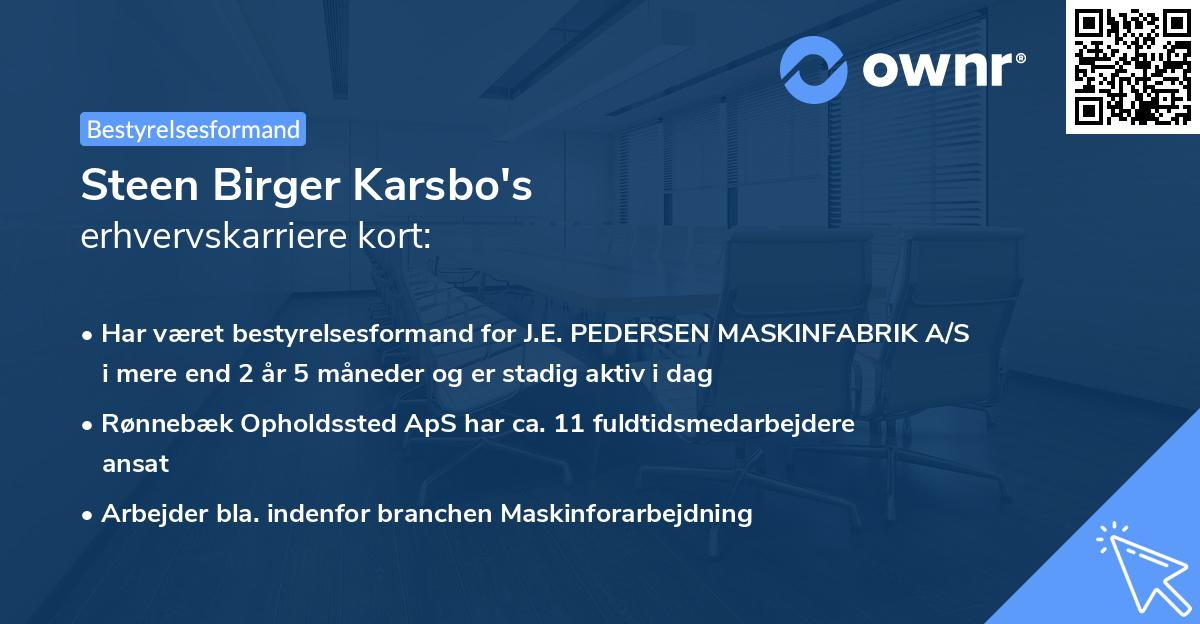 Steen Birger Karsbo's erhvervskarriere kort