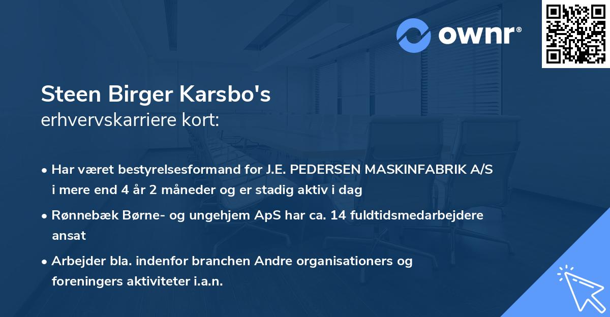 Steen Birger Karsbo's erhvervskarriere kort
