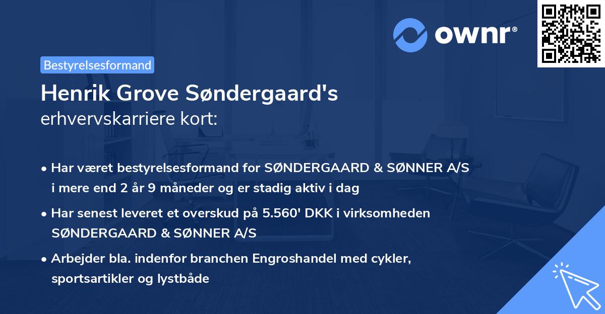 Henrik Grove Søndergaard's erhvervskarriere kort
