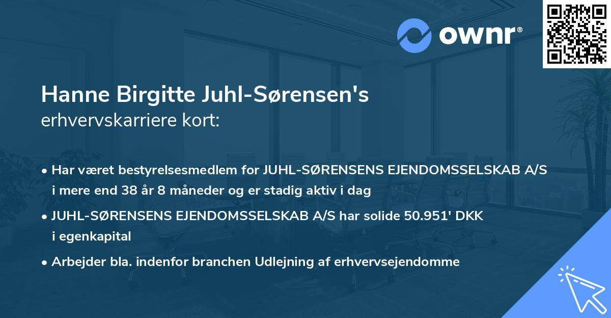 Hanne Birgitte Juhl-Sørensen's erhvervskarriere kort