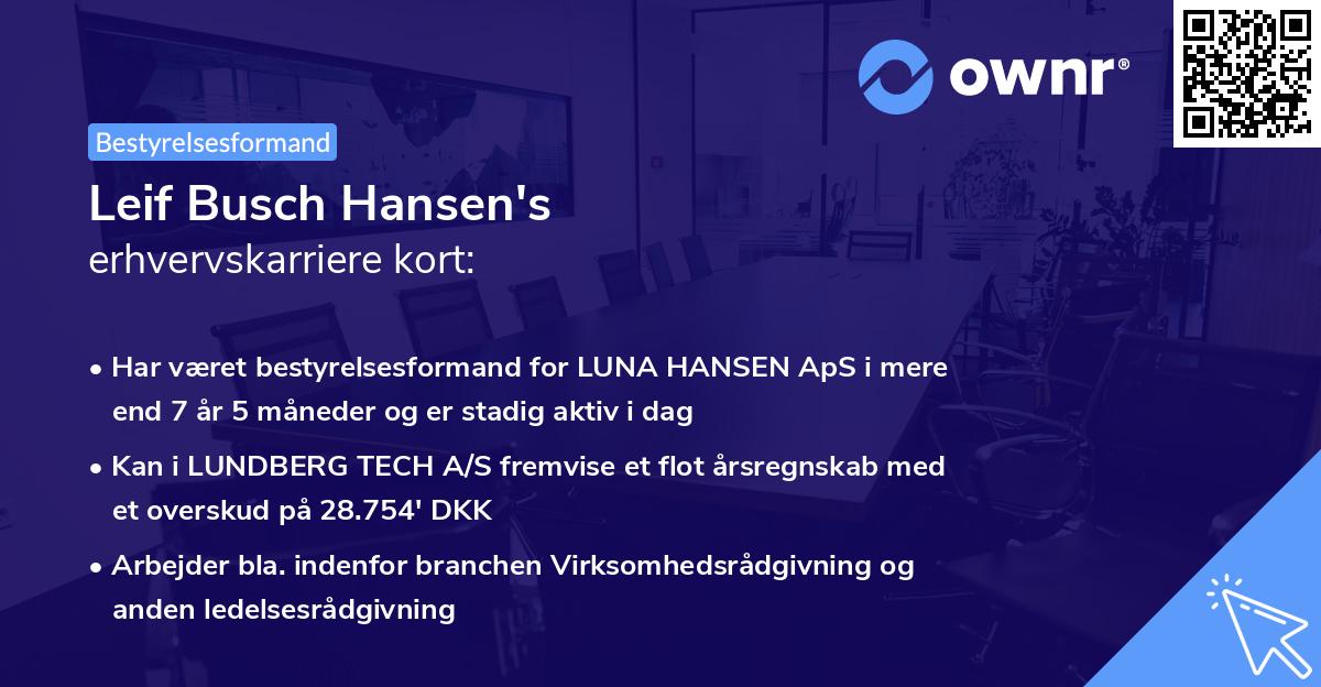 Leif Busch Hansen's erhvervskarriere kort
