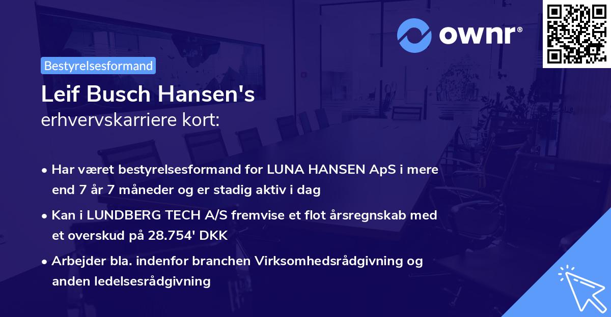 Leif Busch Hansen's erhvervskarriere kort