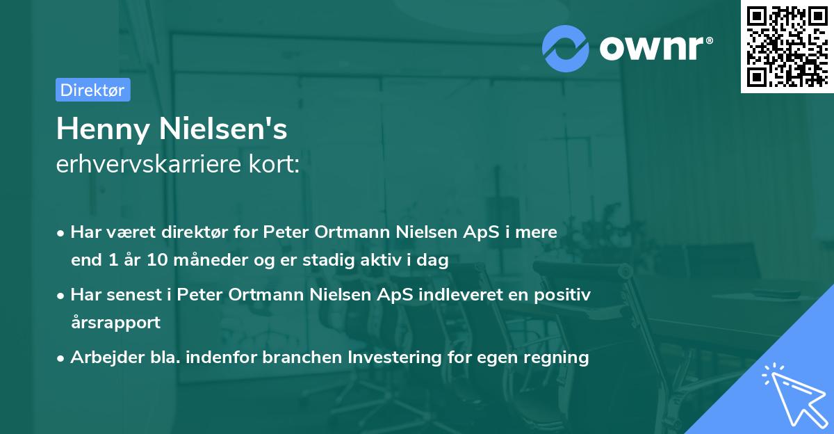 Henny Nielsen's erhvervskarriere kort