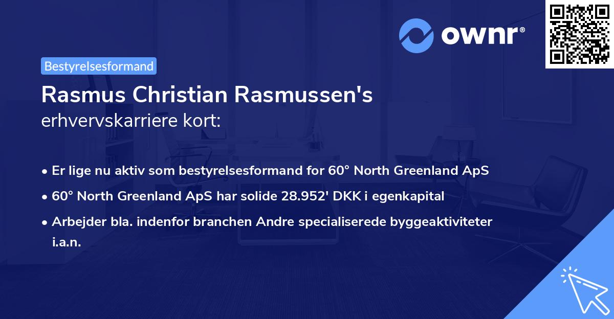 Rasmus Christian Rasmussen's erhvervskarriere kort